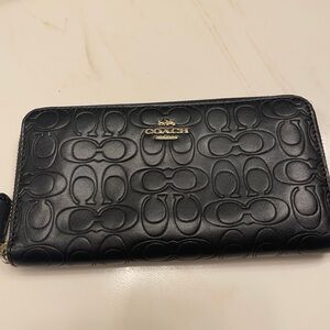 Coach Black Embossed Zip Wallet